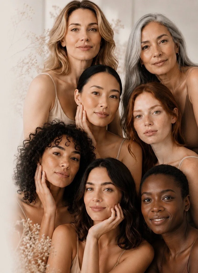 Groupe de femmes aux peaux variées